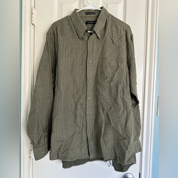 Jhane Barnes Other - VINTAGE Jhane Barnes Shirt Mens XL Beige/Green Fabric Woven Japan